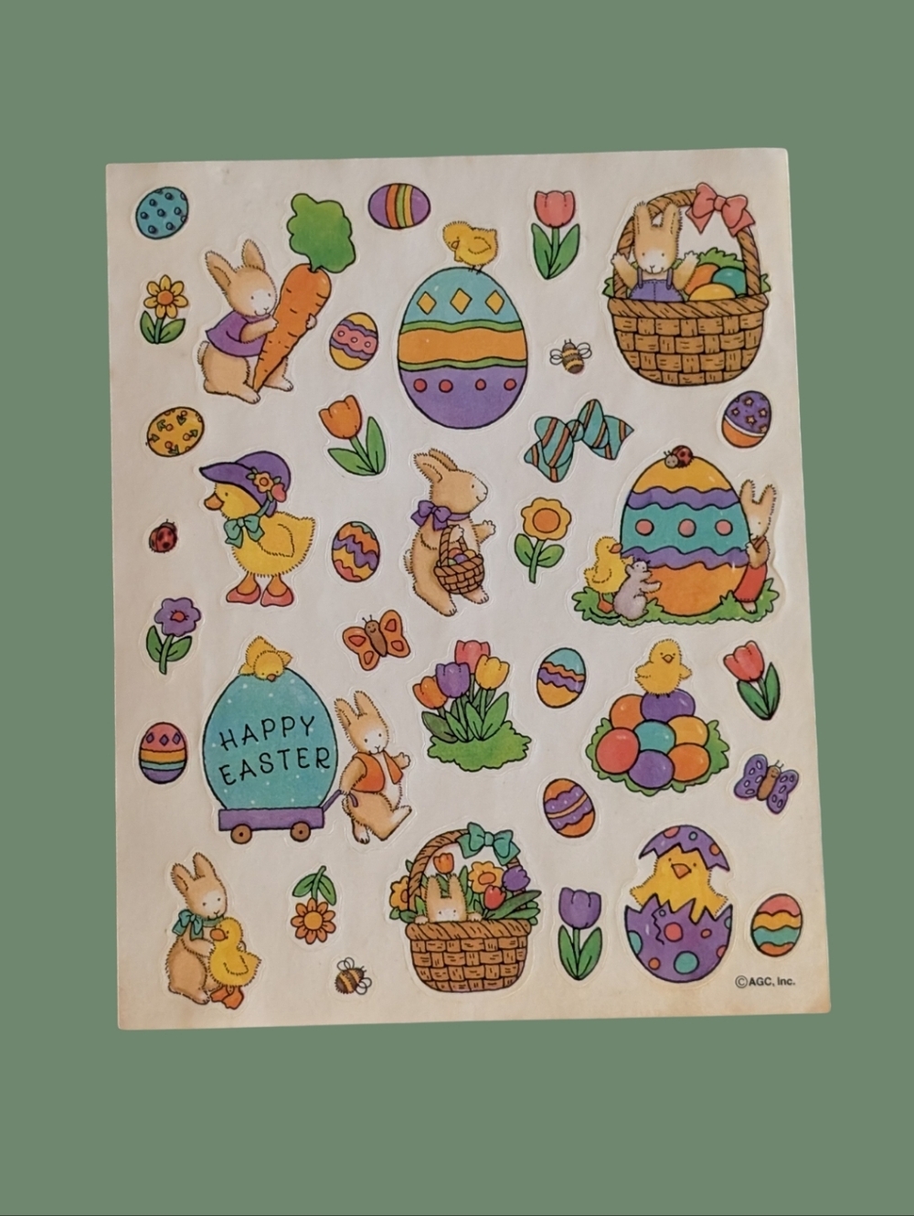 5/$25 Vintage 1992 American Greetings Unused Easter Bunny Sticker Sheet